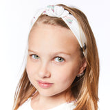 Printed Knotted Headband Off White Butterflies-1