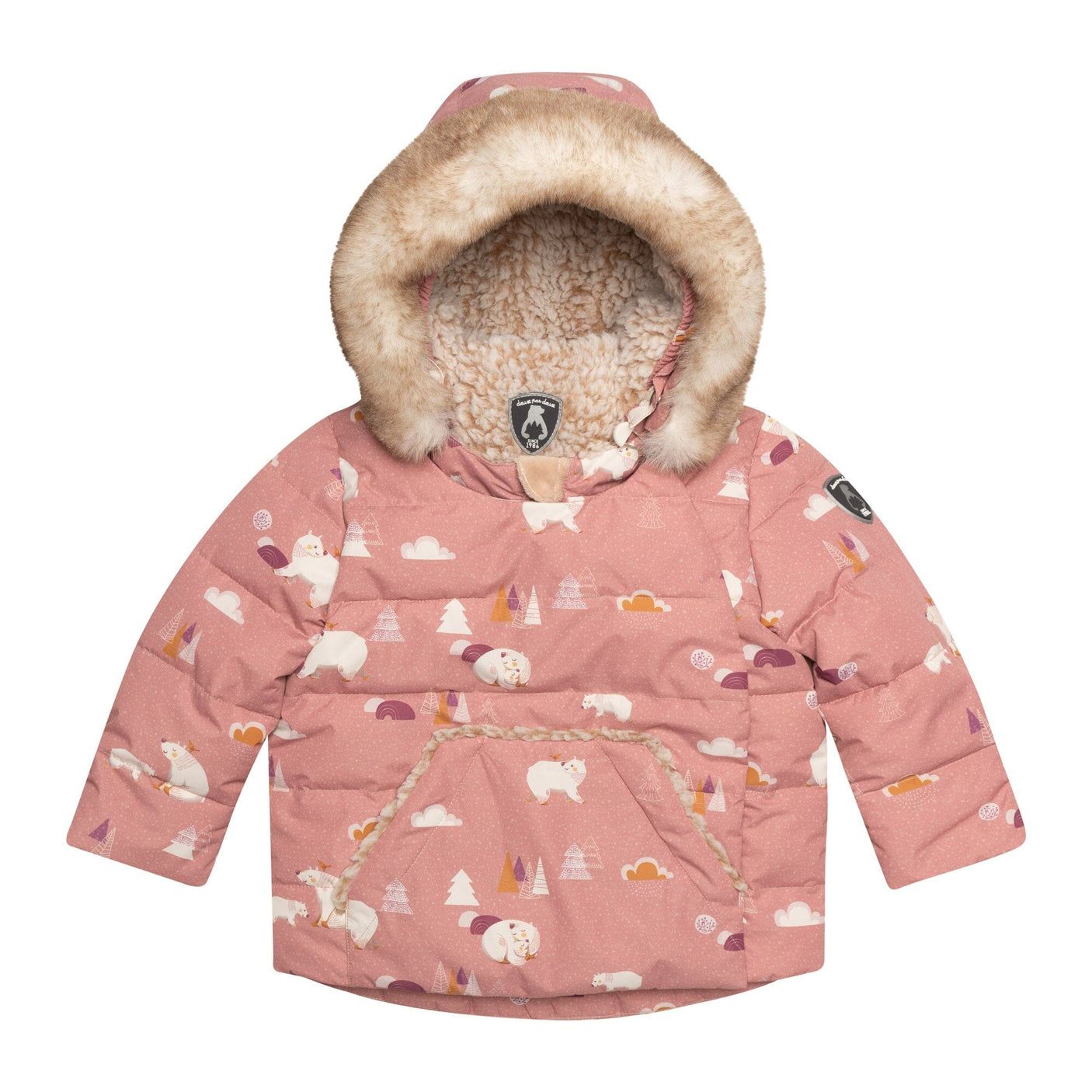 Two Piece Baby Snowsuit Ancient Rose With Bear Print-3