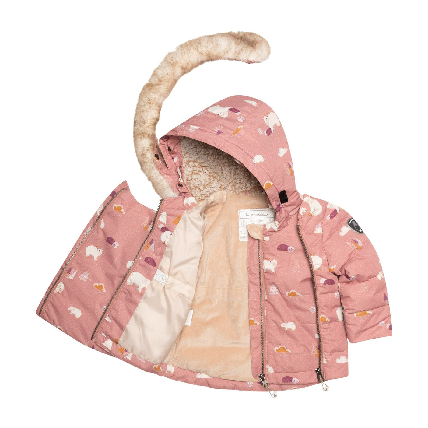Two Piece Baby Snowsuit Ancient Rose With Bear Print-4
