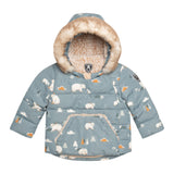 Two Piece Baby Snowsuit Verdigris With Bear Print-1