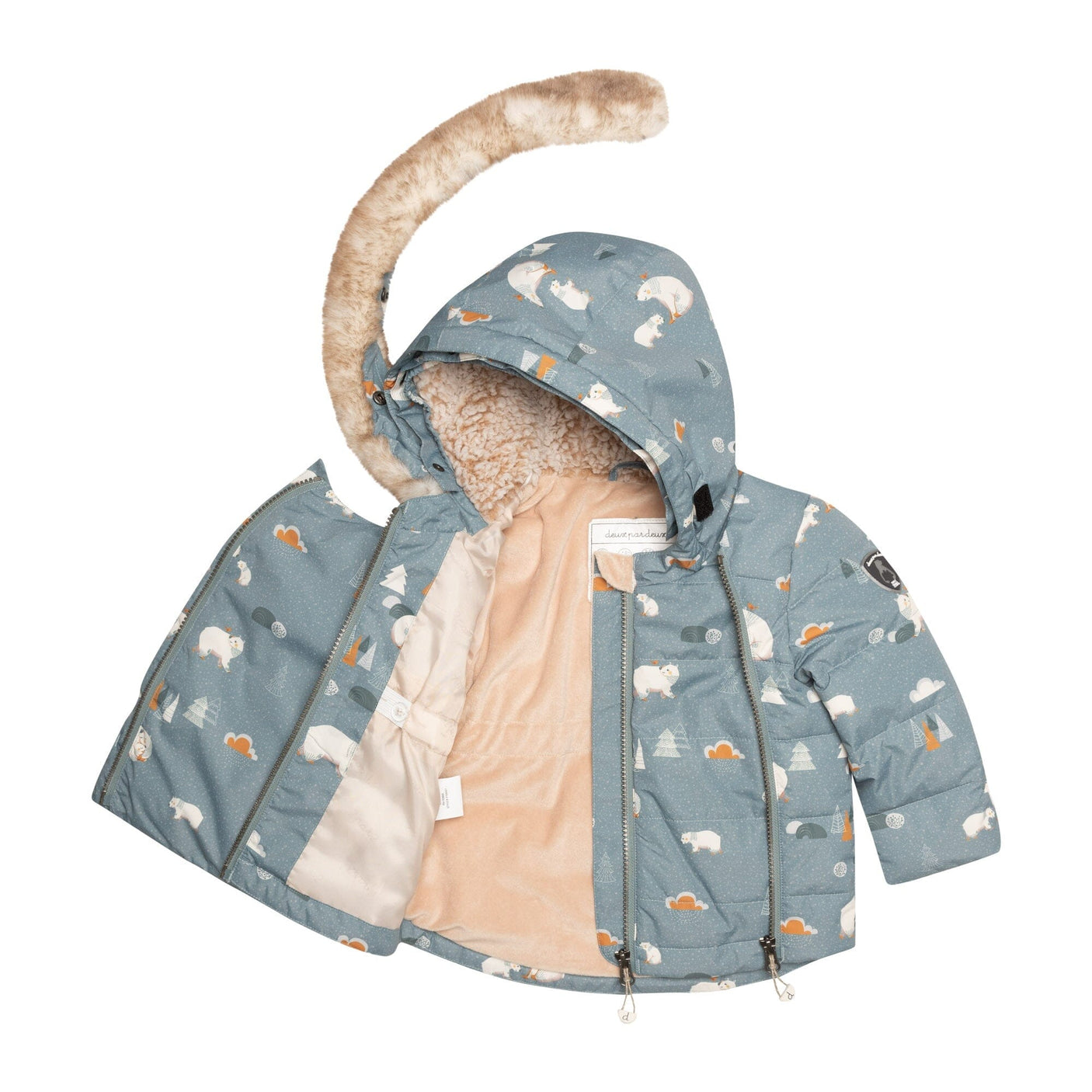Two Piece Baby Snowsuit Verdigris With Bear Print-3
