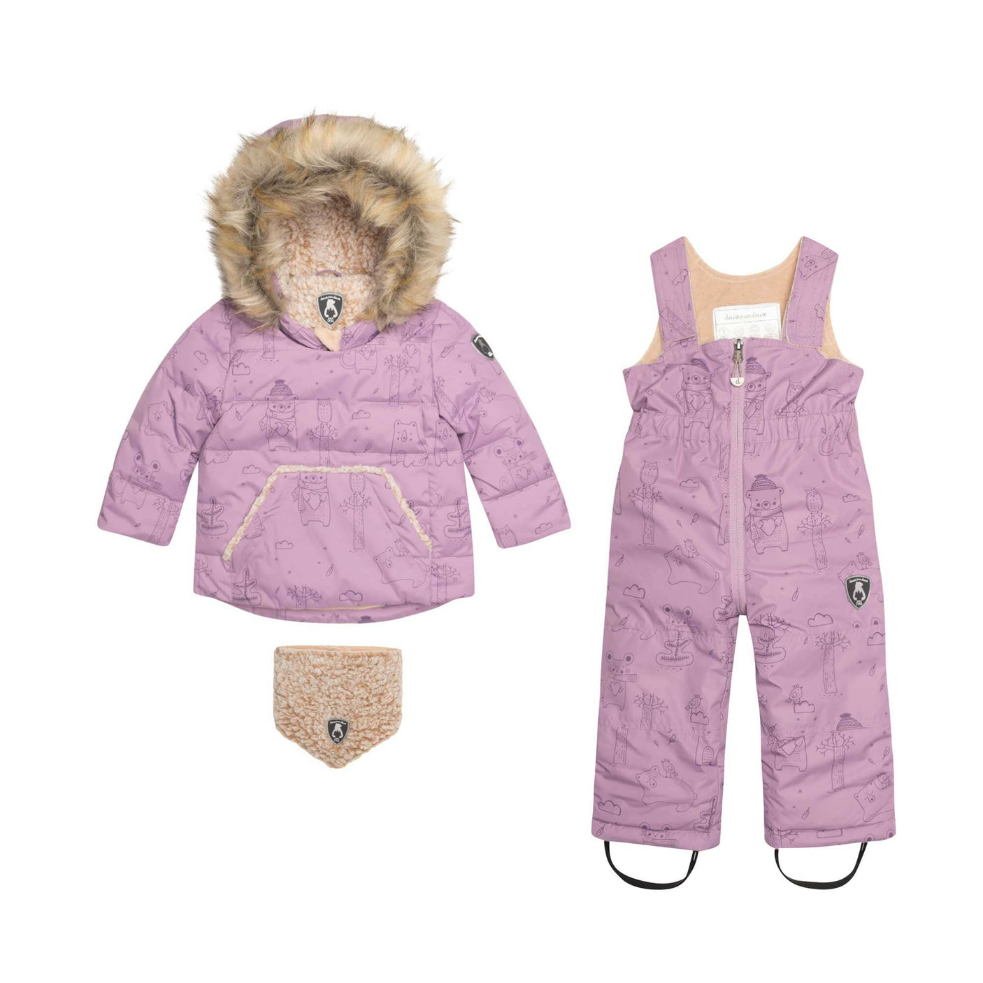 Two Piece Baby Snowsuit Lavender With Forest Friends Print-0