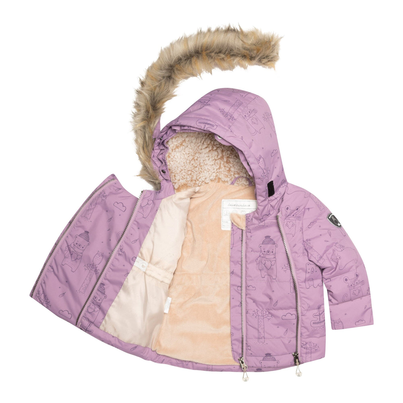 Two Piece Baby Snowsuit Lavender With Forest Friends Print-4