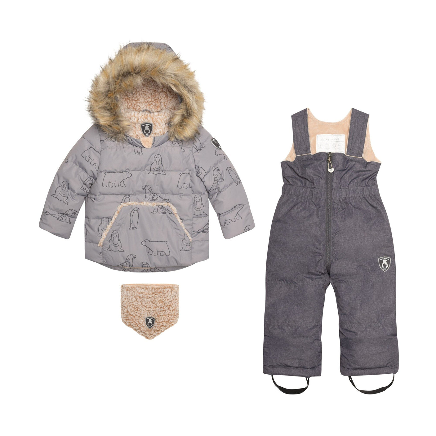 Two Piece Baby Snowsuit Grey With Arctic Friends Print-0