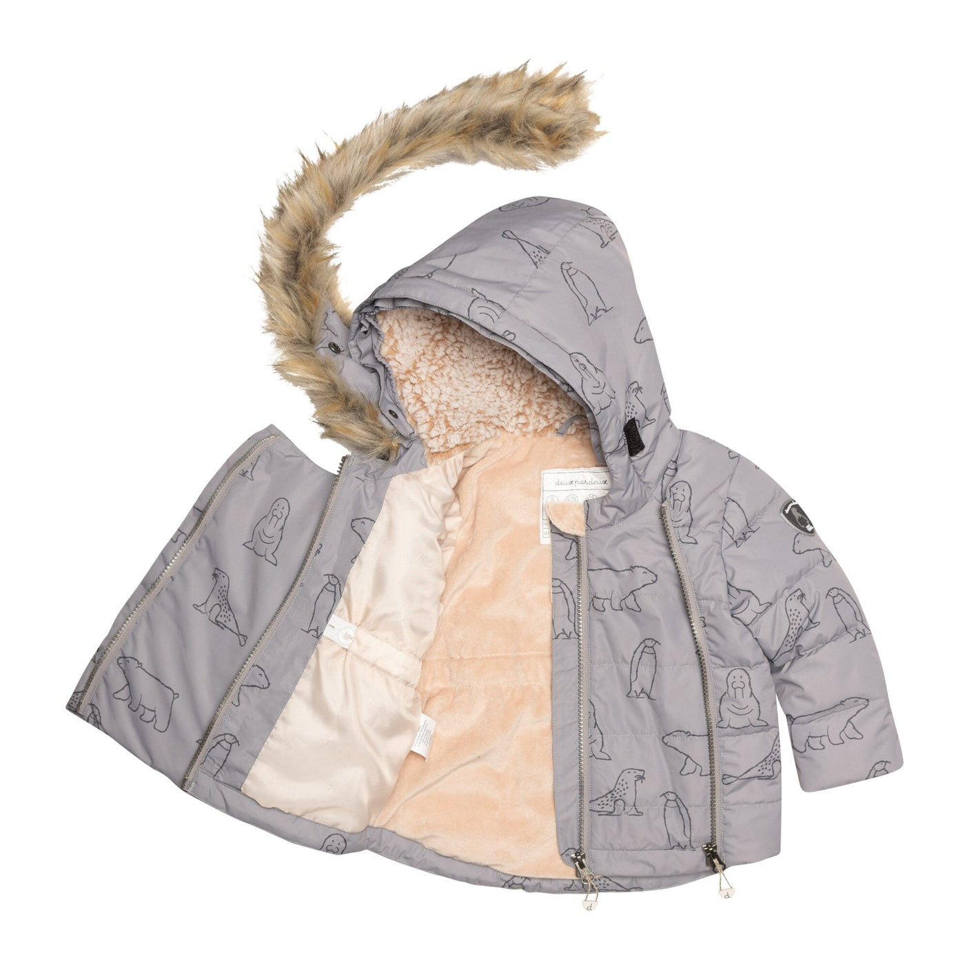 Two Piece Baby Snowsuit Grey With Arctic Friends Print-5