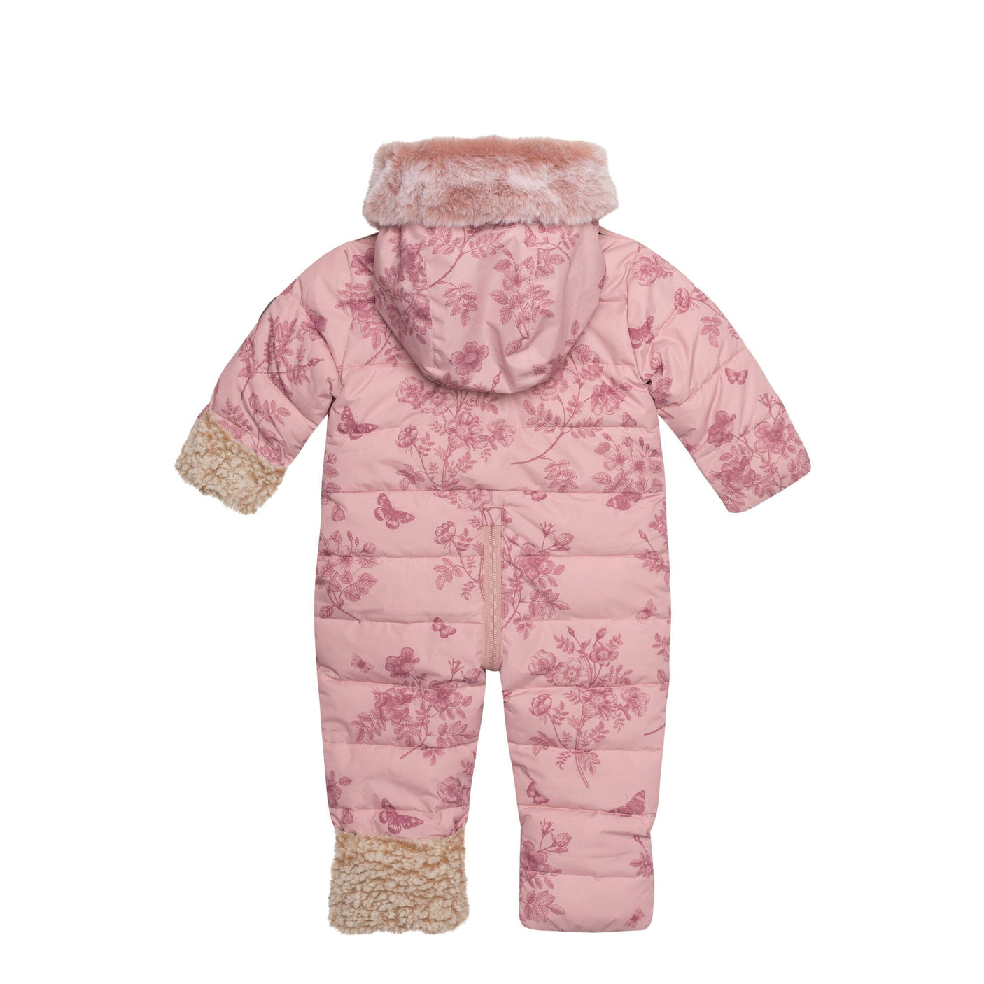 One Piece Baby Snowsuit With Vintage Flower Print-3