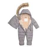One Piece Baby Snowsuit With Grey Arctic Friends Print-3