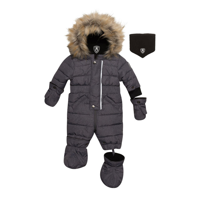 One Piece Baby Snowsuit Grey With Textured Print-0