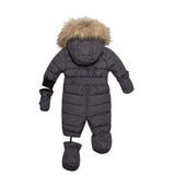 One Piece Baby Snowsuit Grey With Textured Print-2