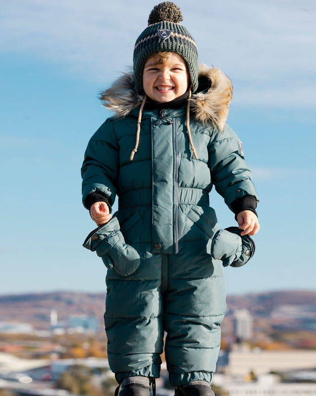 Solid One Piece Baby Snowsuit Hunter Green-2