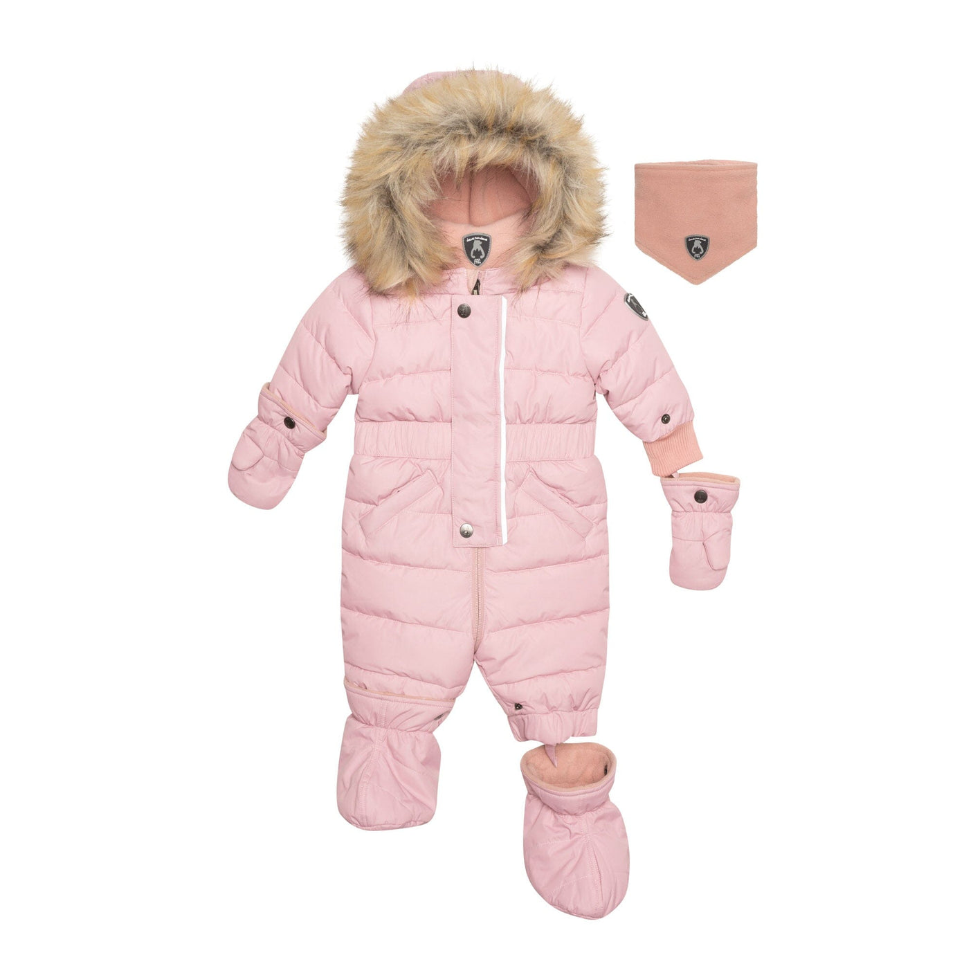 Solid One Piece Baby Snowsuit Pink-0