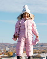 Solid One Piece Baby Snowsuit Pink-2