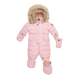 Solid One Piece Baby Snowsuit Pink-3