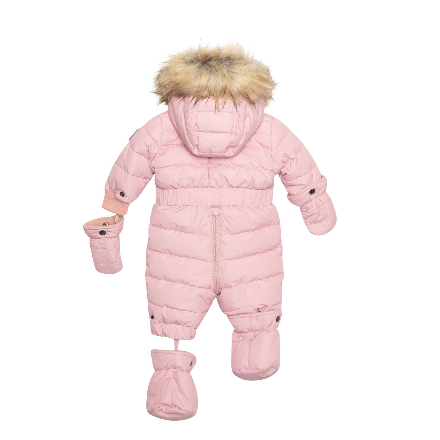 Solid One Piece Baby Snowsuit Pink-4