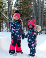 One Piece Baby Snowsuit Black With Rose Print-1
