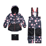 Two Piece Snowsuit Black With Rose Print-0