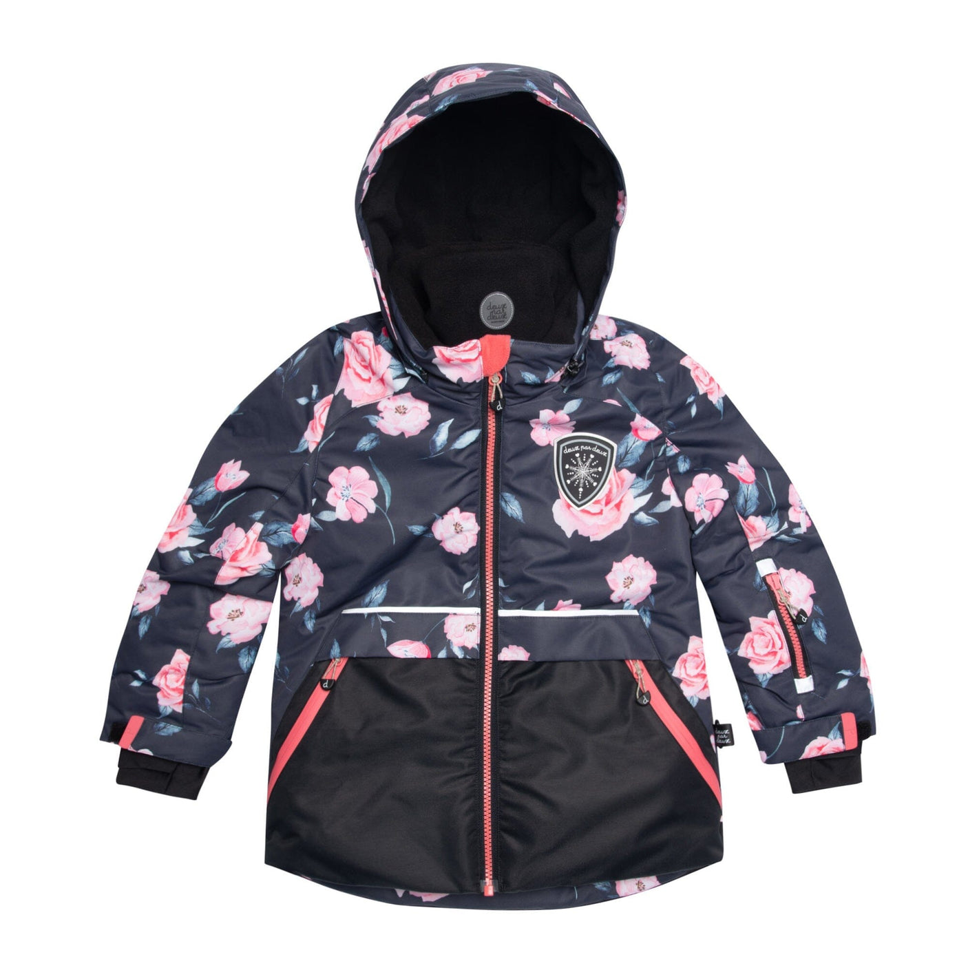 Two Piece Snowsuit Black With Rose Print-2