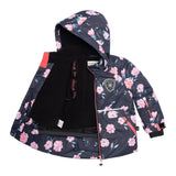 Two Piece Snowsuit Coral And Black With Rose Print-4