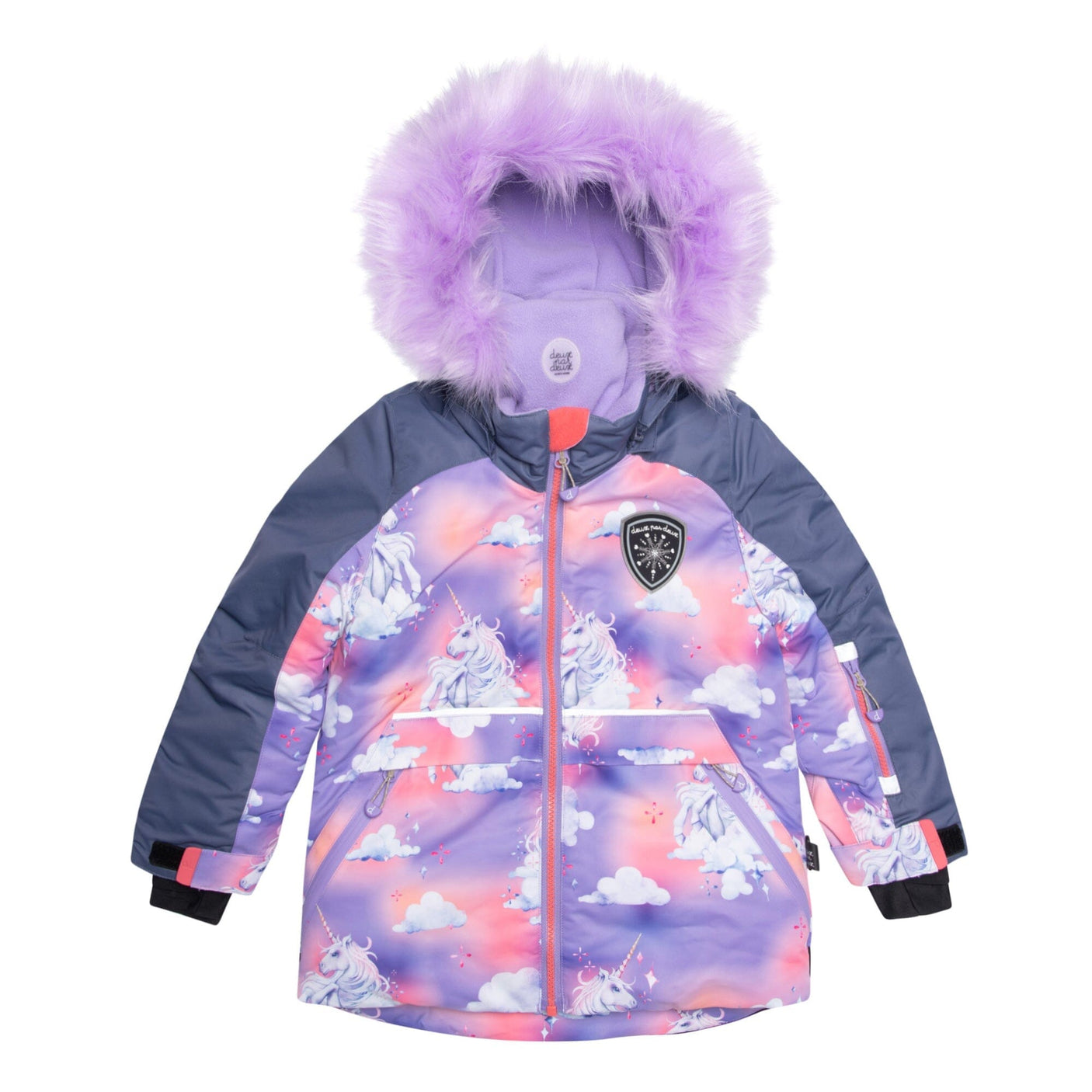 Two Piece Snowsuit Lavender With Unicorns In The Clouds Print-3