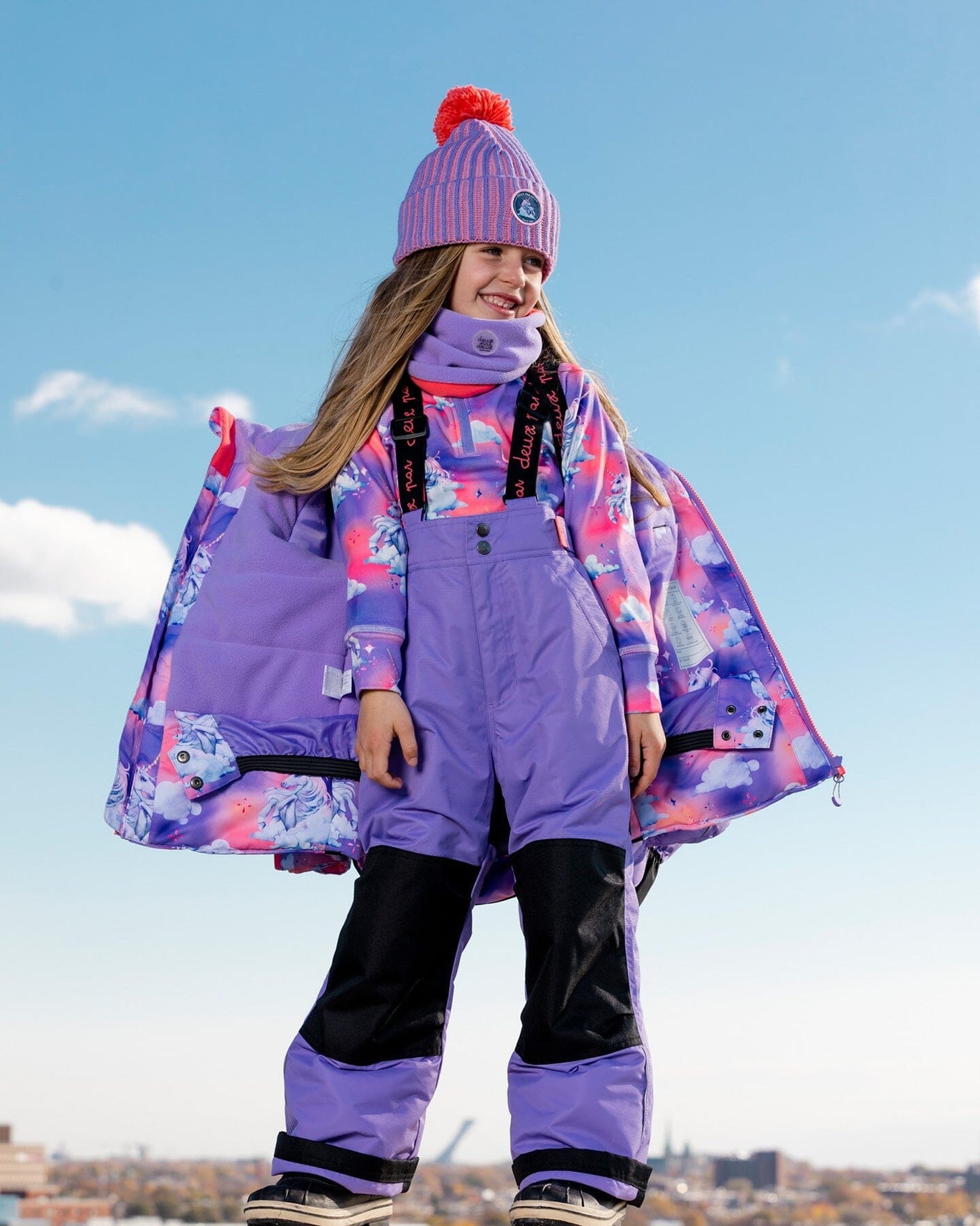 Two Piece Snowsuit Unicorns In The Clouds Print With Lavender Pant-2