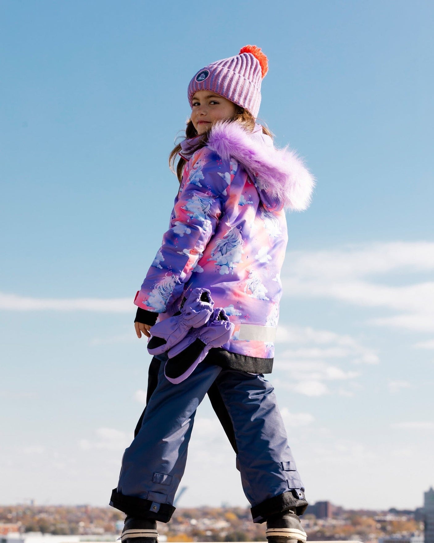 Two Piece Snowsuit Nightshadow Blue With Unicorns In The Cloud Print-2