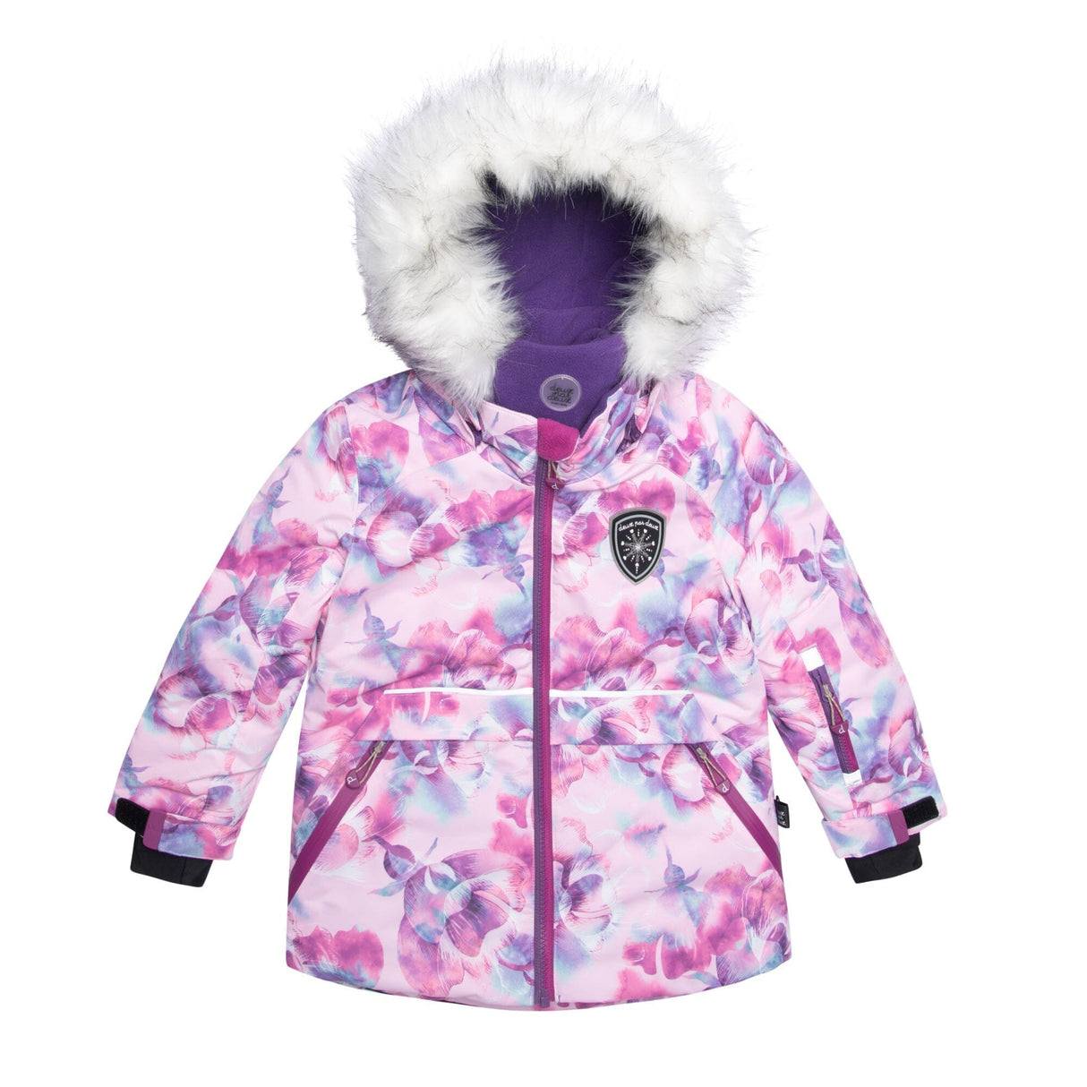 Two Piece Snowsuit Magenta With Watercolor Floral Print-3