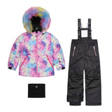 Two Piece Snowsuit Frosted Rainbow Print With Black Pant-0
