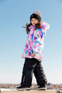 Two Piece Snowsuit Frosted Rainbow Print With Black Pant-1