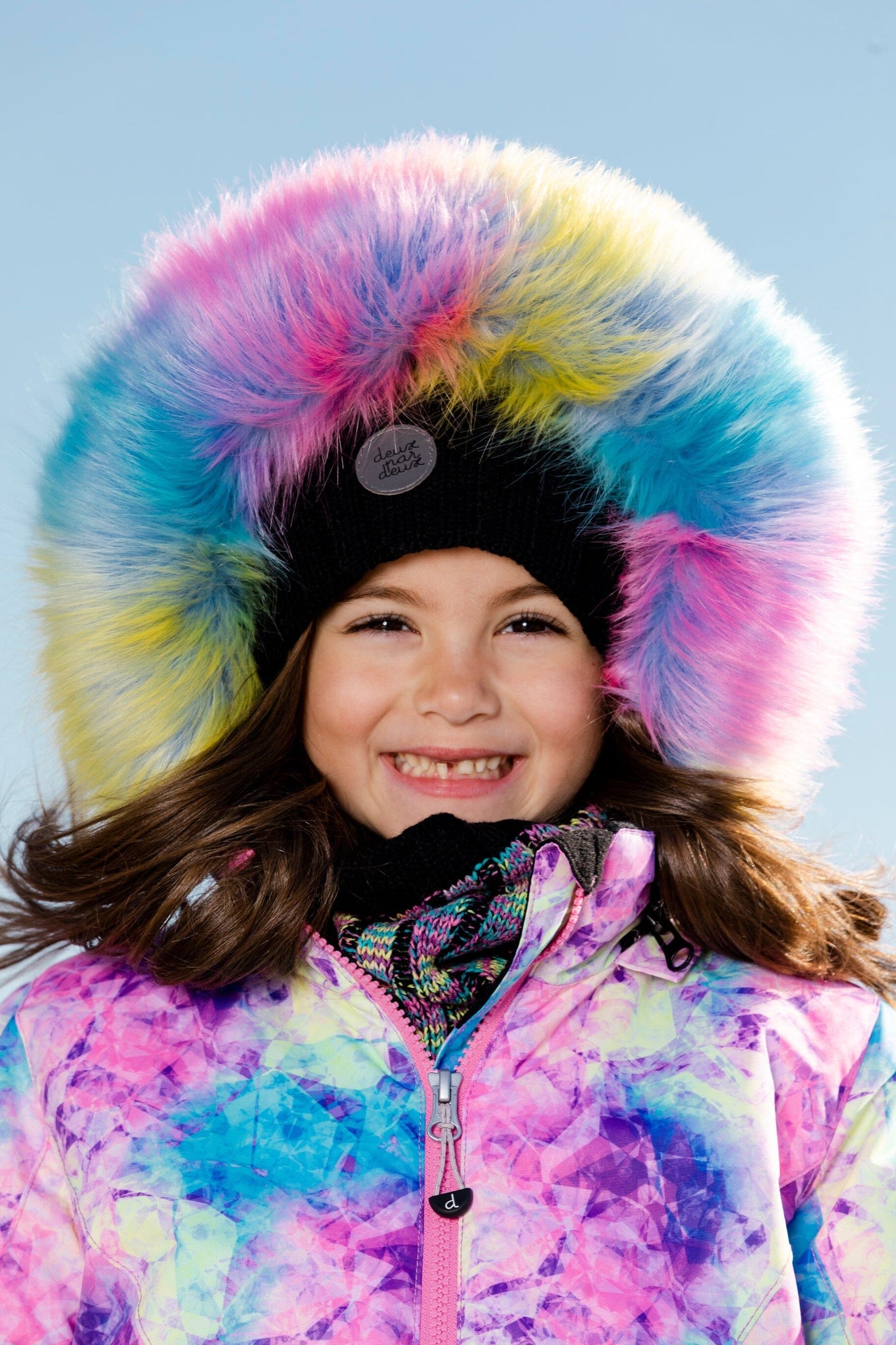 Two Piece Snowsuit Frosted Rainbow Print With Black Pant-2