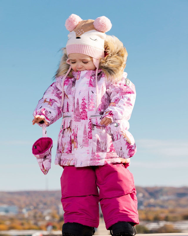 Two Piece Baby Snowsuit Fuchsia With Snowy Forest Print-1