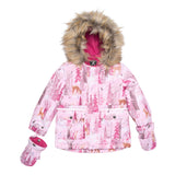 Two Piece Baby Snowsuit Fuchsia With Snowy Forest Print-2