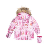Two Piece Baby Snowsuit Fuchsia With Snowy Forest Print-3