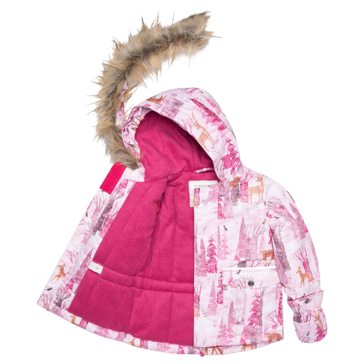 Two Piece Baby Snowsuit Fuchsia With Snowy Forest Print-4
