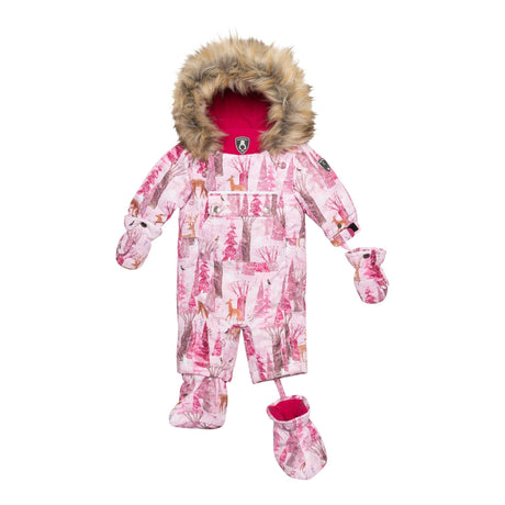One Piece Baby Snowsuit With Snowy Forest Print-1