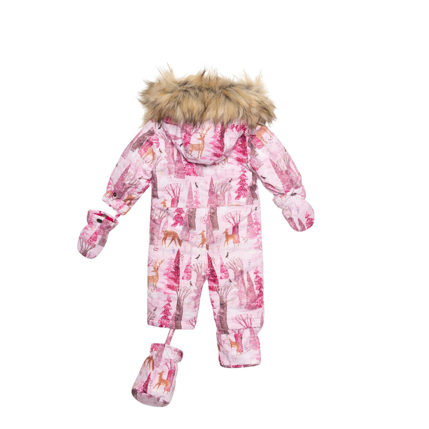 One Piece Baby Snowsuit With Snowy Forest Print-2