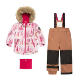 Two Piece Snowsuit Caramel With Snowy Forest Print-0