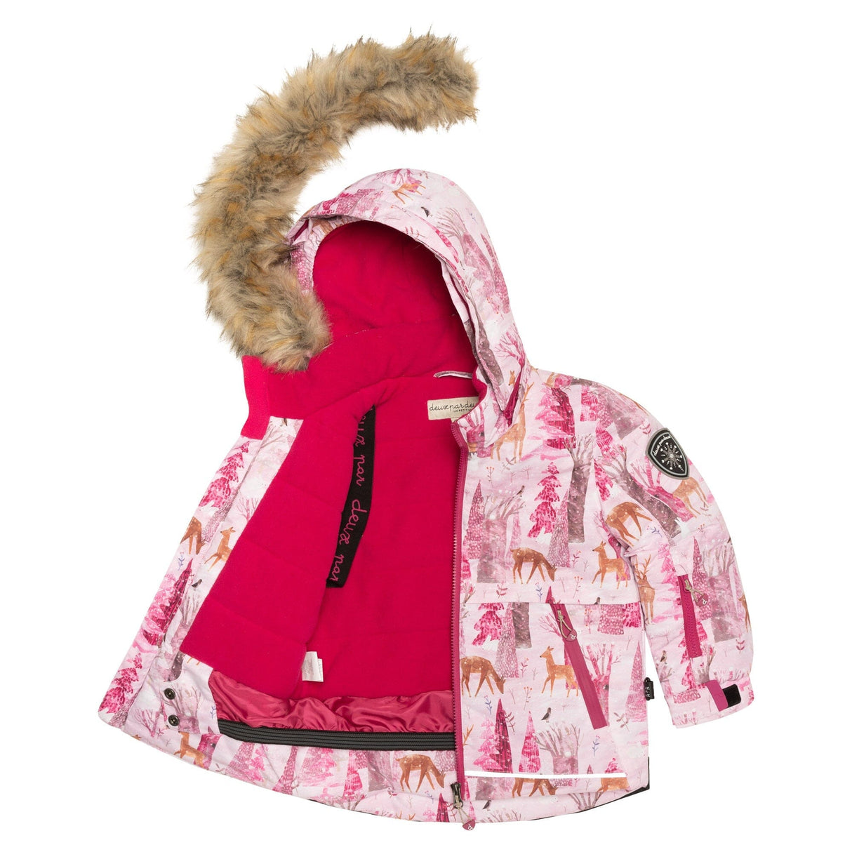 Two Piece Snowsuit Caramel With Snowy Forest Print-5