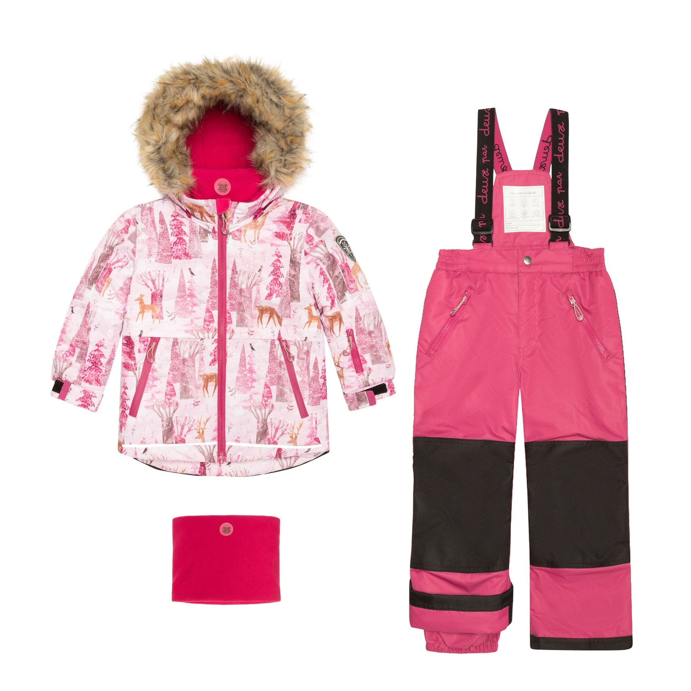 Two Piece Snowsuit Fuchsia With Snowy Forest Print-0