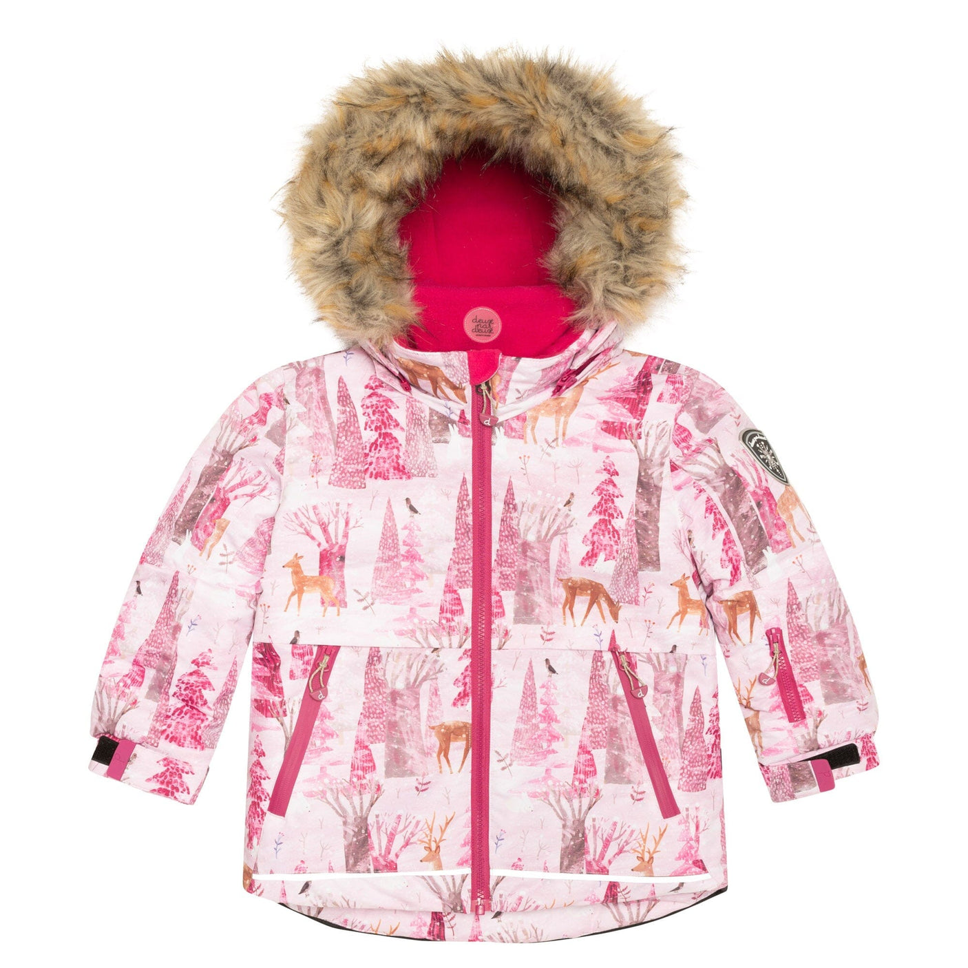Two Piece Snowsuit Fuchsia With Snowy Forest Print-4