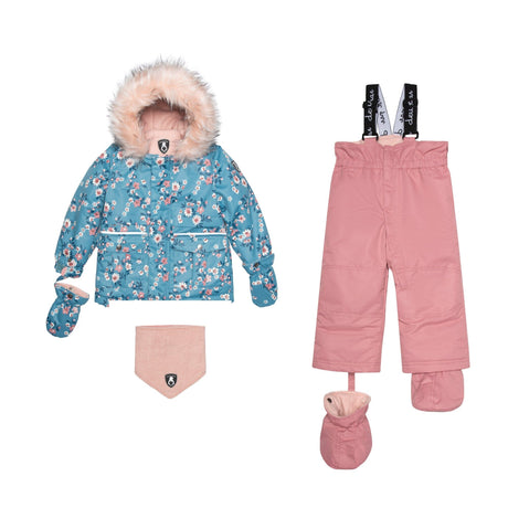 Two Piece Baby Snowsuit Ancient Rose With Spring Flower Print-0