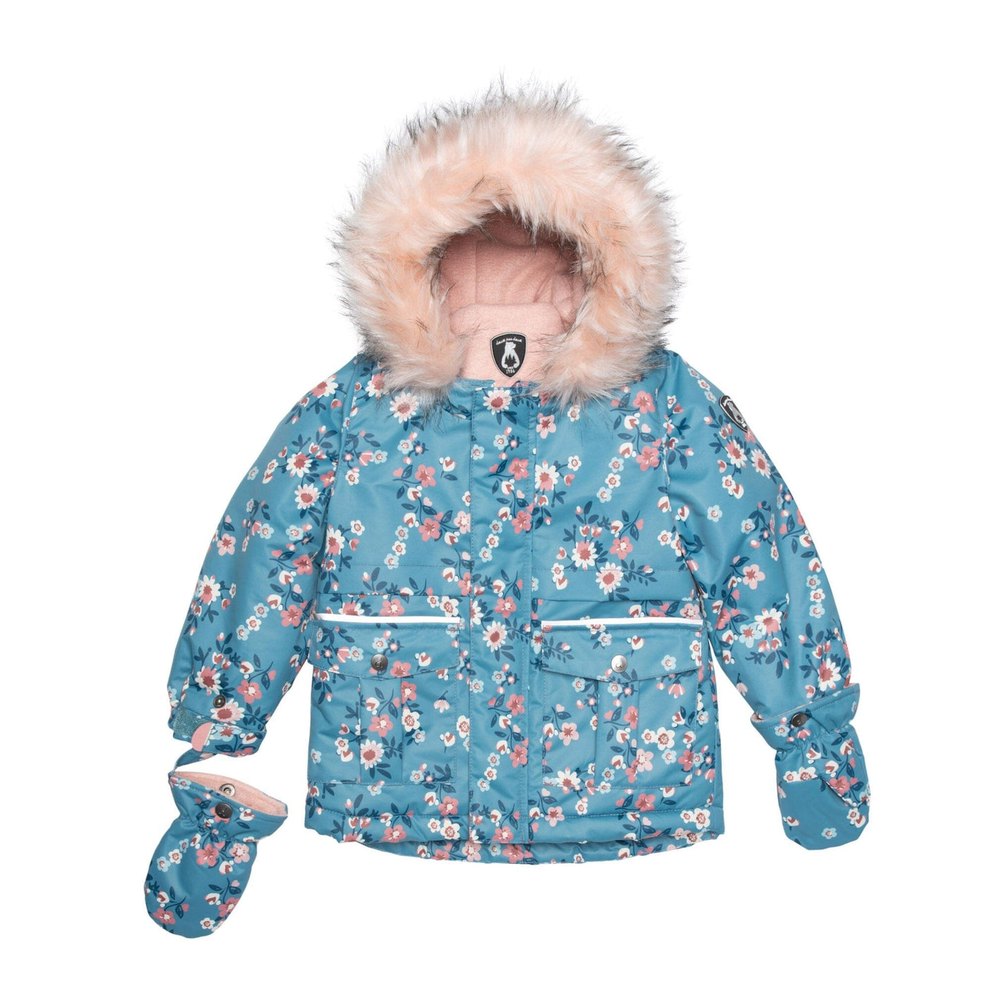 Two Piece Baby Snowsuit Ancient Rose With Spring Flower Print-1