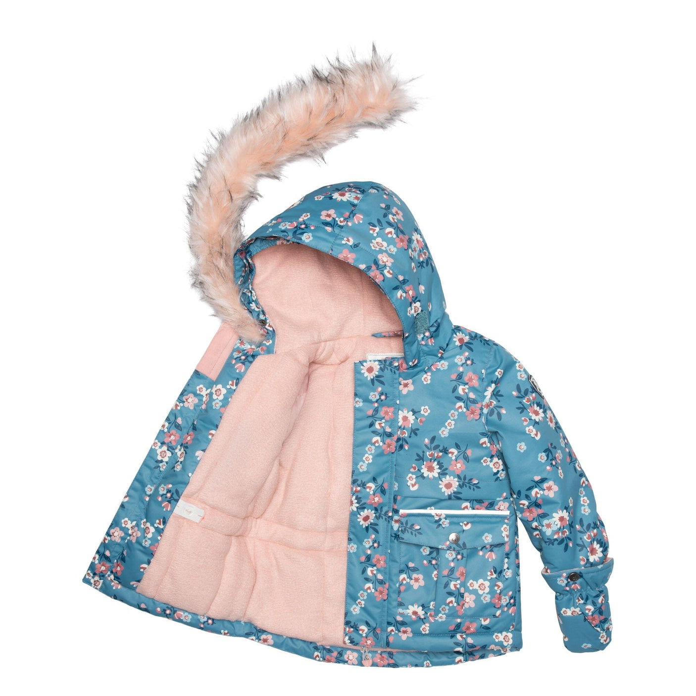 Two Piece Baby Snowsuit Ancient Rose With Spring Flower Print-3