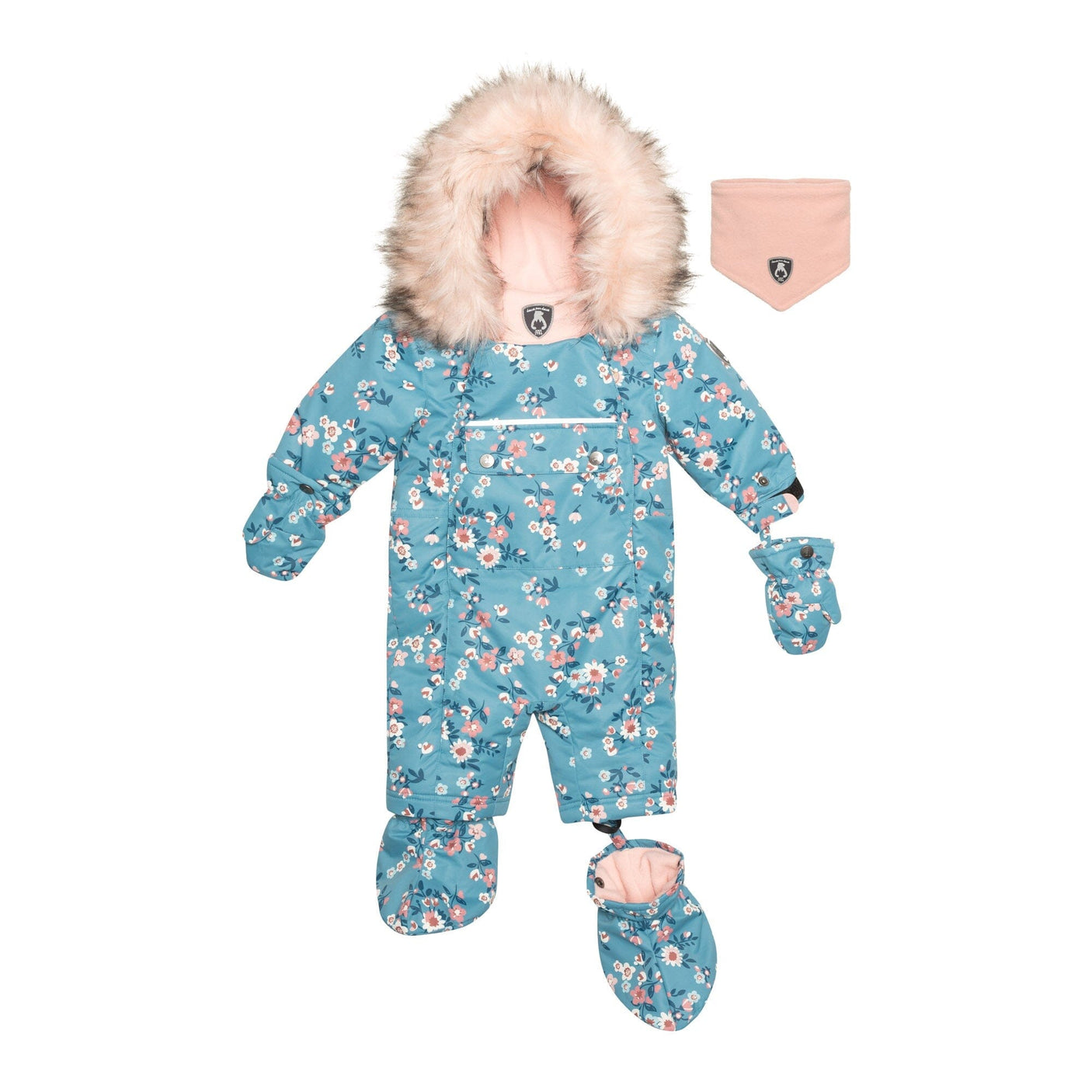 One Piece Baby Snowsuit With Spring Flower Print-0