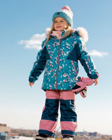Two Piece Snowsuit Ancient Rose With Spring Flower Print-1