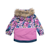 Two Piece Snowsuit Jungle Flower Print And Teal Blue-4