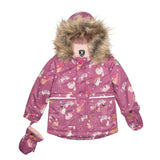 Two Piece Baby Snowsuit Pink With Cat Print-1