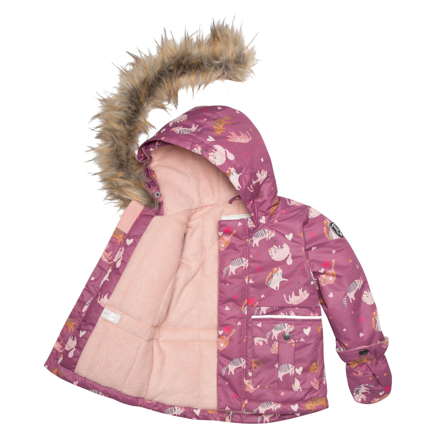 Two Piece Baby Snowsuit Pink With Cat Print-3