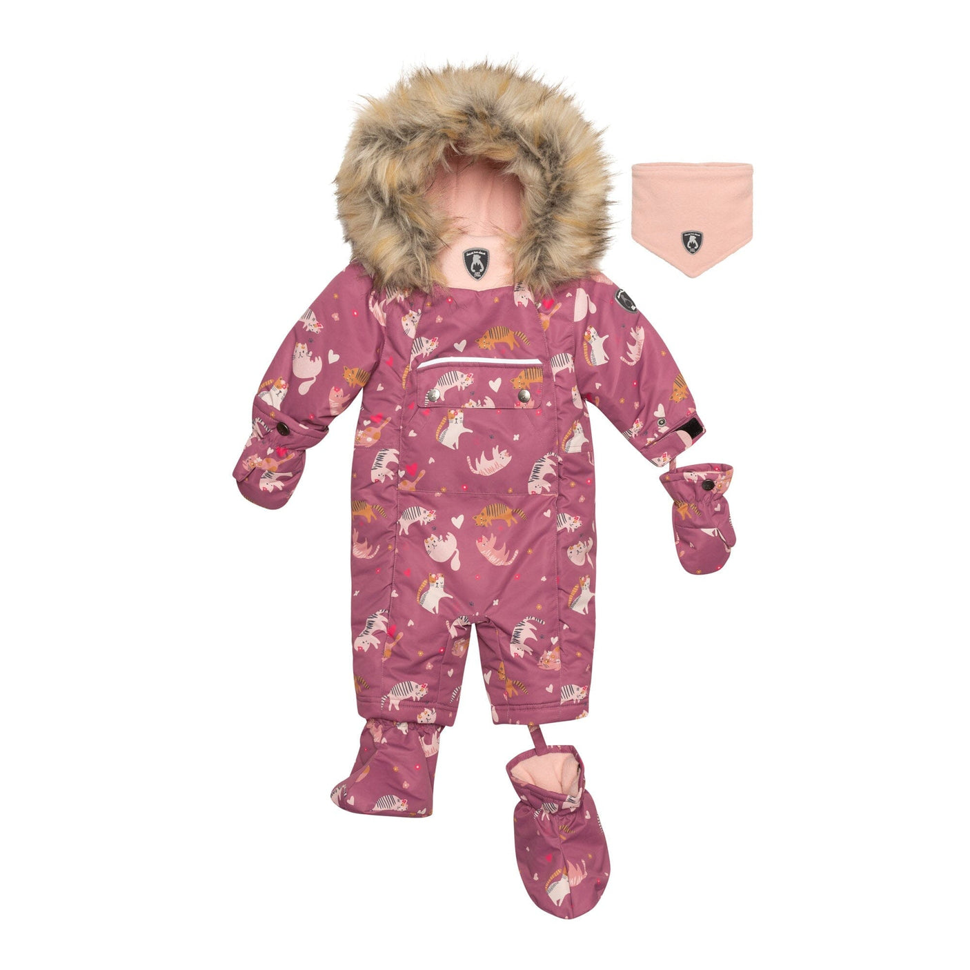 Two Piece Baby Snowsuit With Cat Print-0