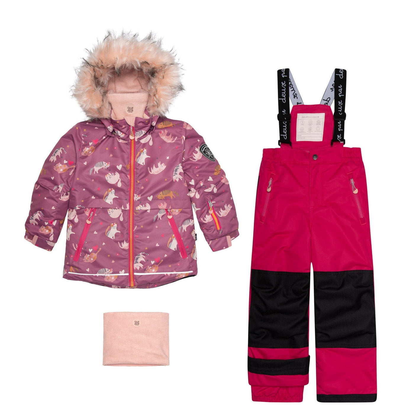 Two Piece Snowsuit Fuchsia With Cat Print-0