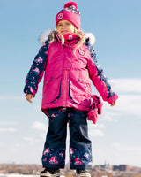 Two Piece Snowsuit Fuchsia With Unicorns In The Wind Print-1